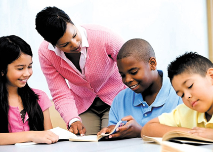 Teacher with diverse students